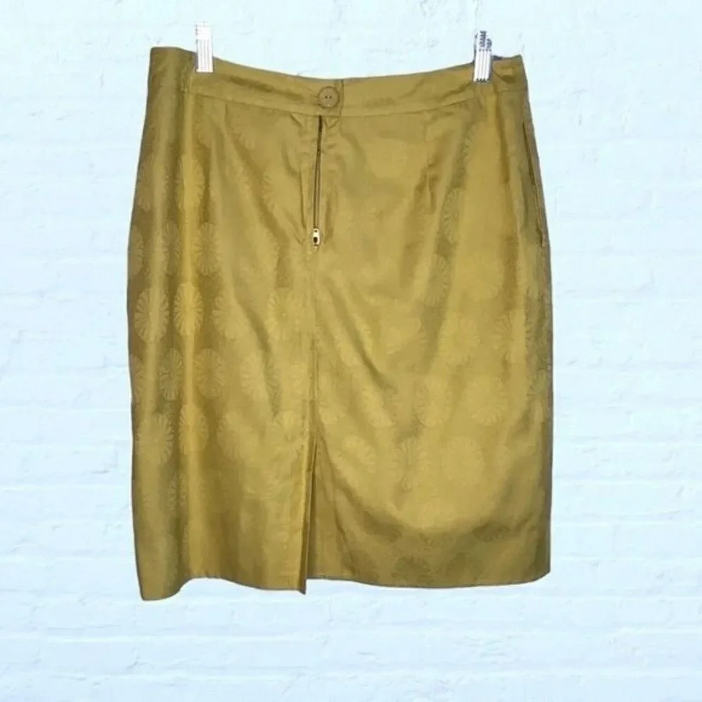Anthropologie Edme & Esyllte‎ Jacquard Floral Pattern Zippered Midi Skirt Size 6